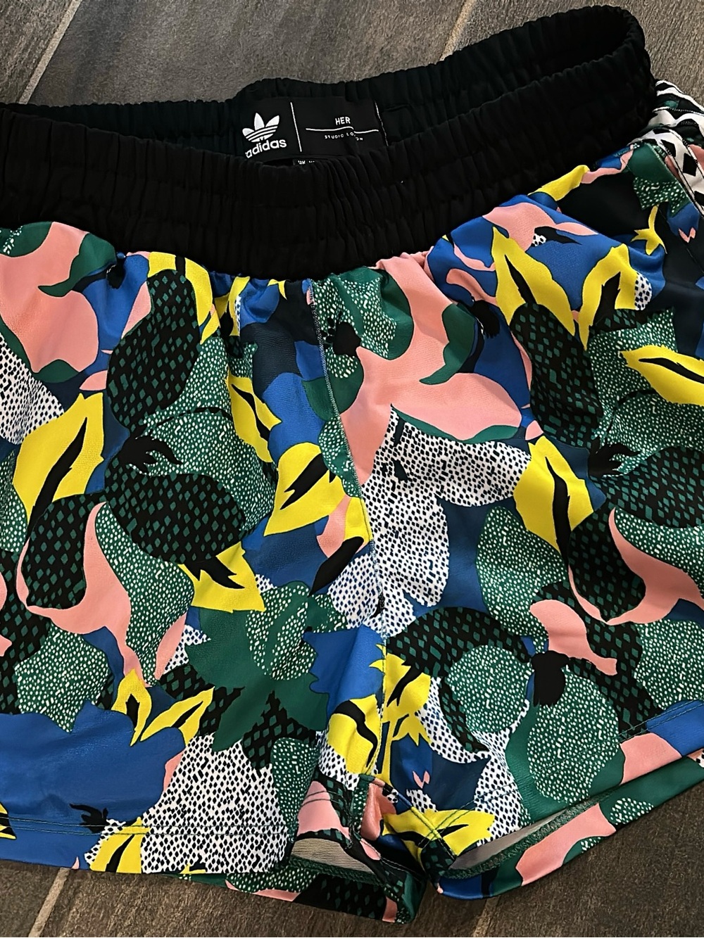adidas Black Waistband Multicolor Print Shorts